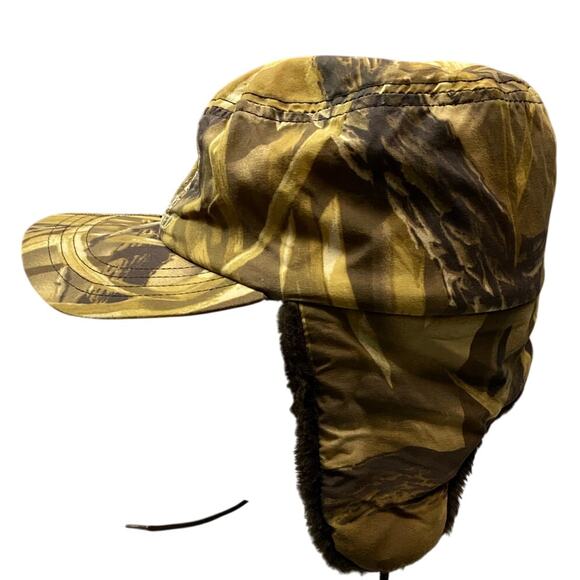 VINTAGE Ducks Unlimited Hat Cap Mens Medium Brown Camo Ear Flaps Goretex USA - Picture 1 of 11
